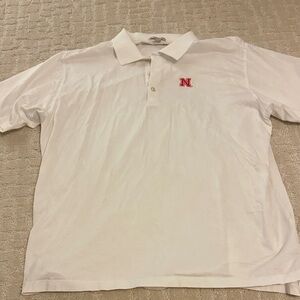 White Peter millar cotton Polo Shirt with university of Nebraska Logo